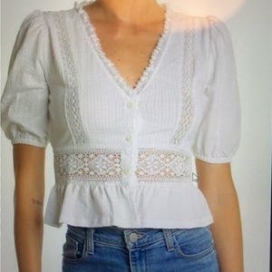 Topshop Lace Paneled Blouse